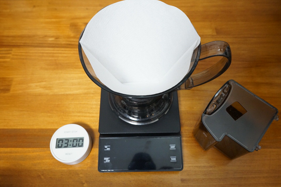 クレバードリッパーの使い方：コーヒーフィルターセット